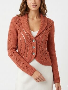 Evelyn Lambswool Knit Cardigan Sweater Medium #194 Cottogecore Boho